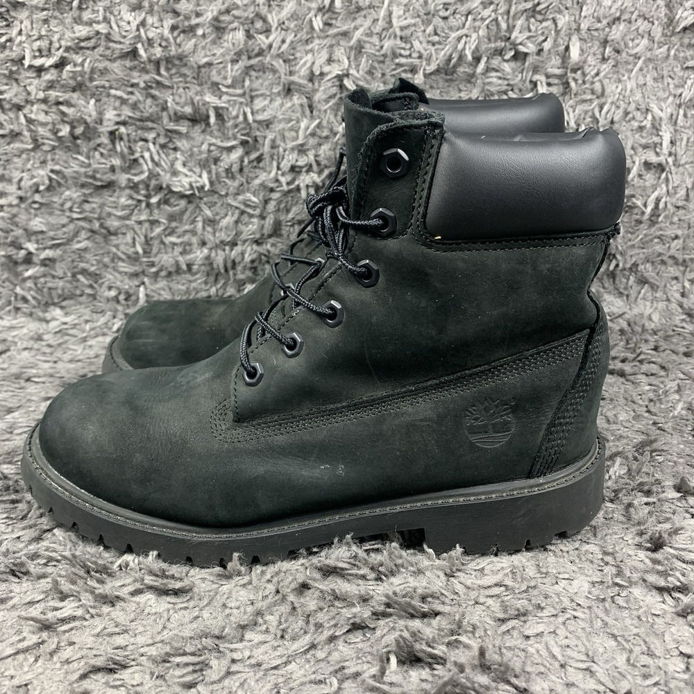 12907 Timberland 6 Inch Premium Boot Black Leather  7 M Youth